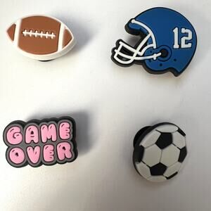 4 Piece Silicone Shoe Charms for Croc Style Shoes "Sports"